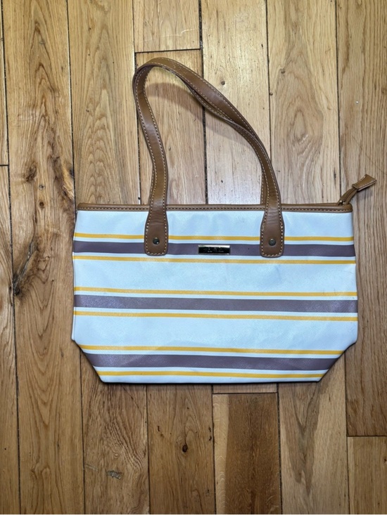 Marc Fisher Handbags - Marc Fisher Striped Tote Shoulder Bag Brown Yellow Tan Summer Purse